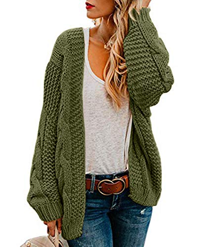 Image of Womens Oversized Chunky Open Front Cardigan Sweaters Cable Knit Long Sleeve Cardigans Outwear Coats