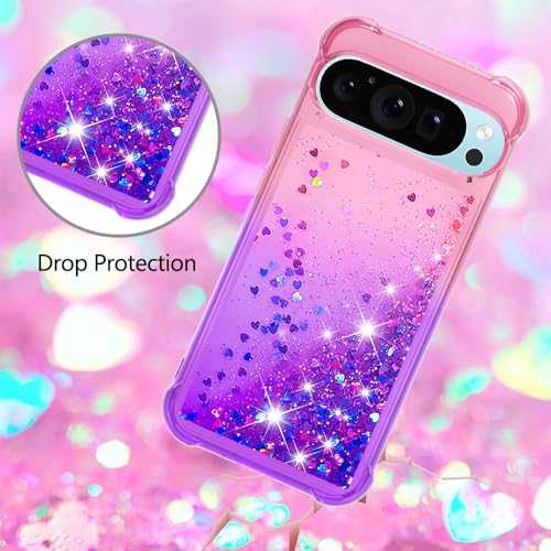 QIWEIQING Glitter Case Compatible for Google Pixel 9 Pro XL, Pink Purple YBJ, Google Pixel 9 Pro XL 6.8" - Image 4