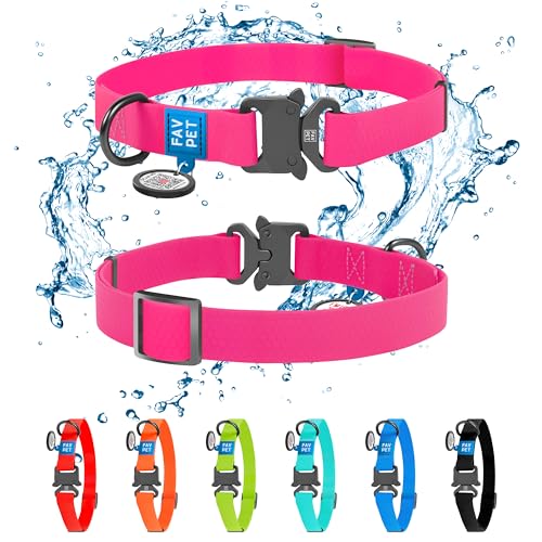 FAVPET Collare per Cani in Biothane Con ID Tag QR, Impermeabile Con Fibbia in Metallo, Regolabile per Taglia Grande, Media, Piccoli, per Cuccioli Colorati (XS, Rosa)