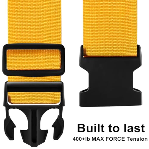 Image of Luggage Straps for Suitcases TSA Approved-2 Pack Bright Personalized Luggage Belt Strap for Suitcase /Carry On Bag Luggage Accessories for Travel (Yellow)