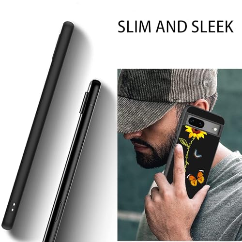 for Google Pixel 7A Phone Case, Stylish Anti-Slip Liquid Silicone Ultra-Thin Body Protection Case, Suitable for Google Pixel 7A, Sunflower and Butterfly - image 3
