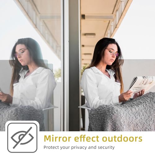 WPCTEV Window Privacy Film One Way Daytime Mirror Tint Treatments UV Heat Control Vinyl Stickers Sun Block Glass Paper Door Covering Reflective (Light Blue Silver, 29.5 Inch x 6.5 Feet)
