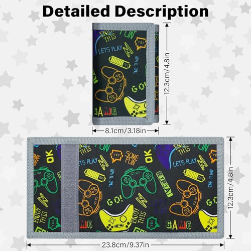 Image of Kids Wallet for Boys Girls, Trifold RFID Wallet with Key Chain and Zipper Pocket for Kids 4-18 Novelty Birthday Gifts, Coin Pouch Purse for Children Teens Outdoor Sports-Gamepad Black