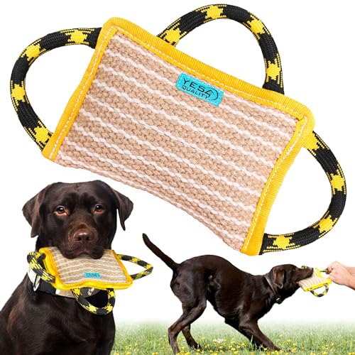 Hundebisskissen 25 x 18 cm mit 3 Nylongriffen, Kauspielzeug für Hunde für Sport und Training, Zerrspielzeug für interaktives Spielen von Yes4Quality