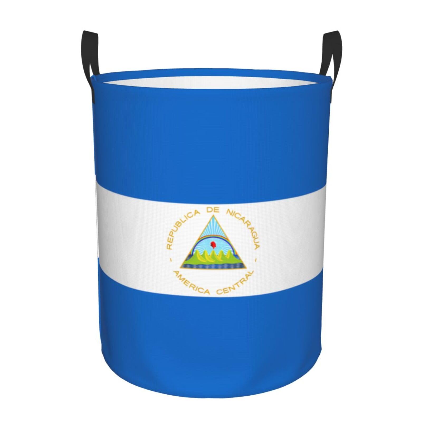 M Collapsible Flag of Nicaragua Print Circular Hamper Round