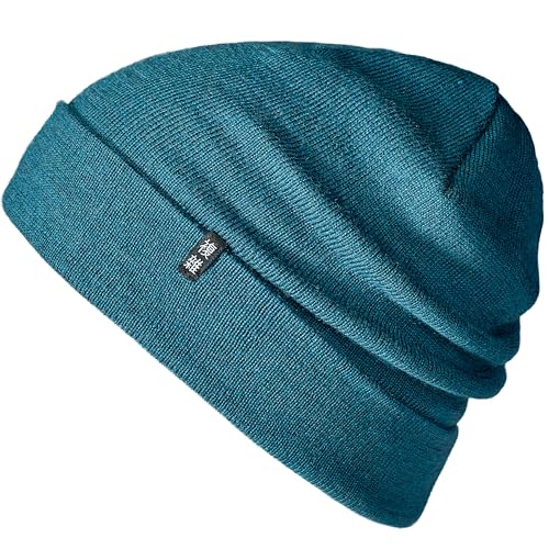 Enter the Complex® Merino Mütze Herren, Beanie Damen, 100% Merino Wolle, Warm und Dünn, Zweilagige Strickmütze, Petrol