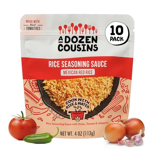 A Dozen Cousins Mexican Rice Seasoning Sauce (10 Pack), Pour & Mix Red Rice Starter with Tomato,...