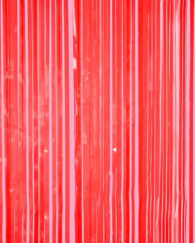 Image of xo, Fetti Cherry Red Party Curtain - Set of 2 | Bachelorette Fringe Decorations, Cute Birthday Photo Booth, Party Backdrop, Scarlet Bday Supplies, Valentines Streamers, Galentines
