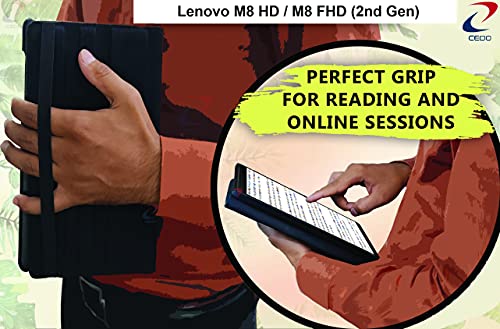 Image of CEDO Lenovo Tab M8 HD / M8 2nd Gen FHD (8 inch) Flip Cover | Leather Finish | 360 Degree Rotate Flip Cover | Back Cover Case for Lenovo Tab M8 HD / M8 (2nd Gen) FHD (8 inch) TB-8505 X /F /N (Black)