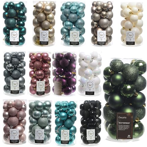 Christbaumkugeln Grün 17 LS-LebenStil 30 Weihnachtskugel Pinien Grün 4cm 5cm 6cm...