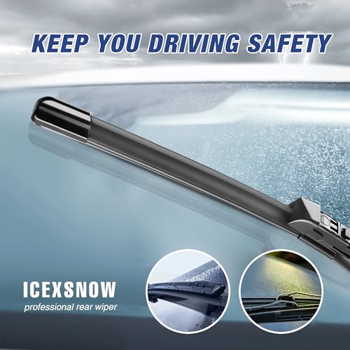 Image of 24 inch+18 inch Water Repellent Windshield Wiper Blades Replacement for Mazda CX-5 CX5 CX-9 CX9 2023 2022 2021 2020 2019 2018 2017 Silicone Automotive Replacement Windshield Wiper Blades(Top Lock)