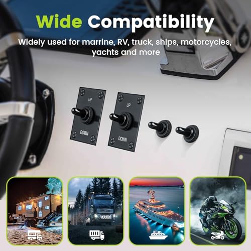 Image of Anina Waterproof Toggle Switch 12V DC 30A Heavy Duty 2 Pin SPST ON /Off with Mounting Panel for Car Marine Boat