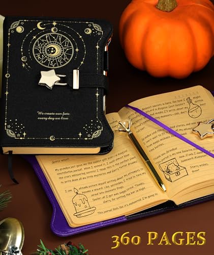 Hoci Poci Diary with Lock and Keys for Girls Gift Ideas, 360 Kraft Pages Journal for Women, B6 Refillable Notebook for Writing with Pen and Bookmark (Astro Blue)