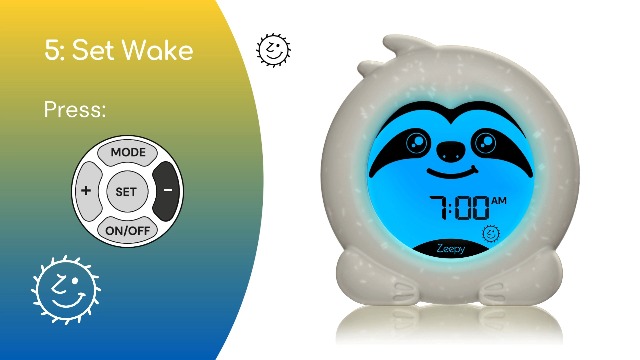 Zeepy 2-Phase Toddler Sleep Trainer Clock | USB Rechargeable Cute