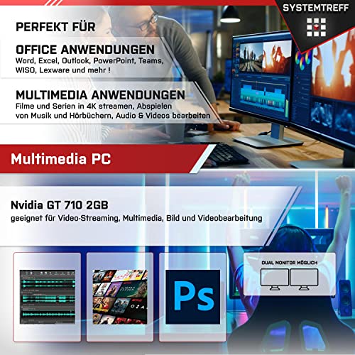SYSTEMTREFF® Office Komplett PC Set Intel Core i7-10700KF 8x3.8GHz | Nvidia Geforce GT 710 2GB | 512GB M.2 NVMe + 1TB HDD | 8GB DDR4 RAM | Desktop Paket Computer Rechner für Büro Business Multimedia – Bild 6