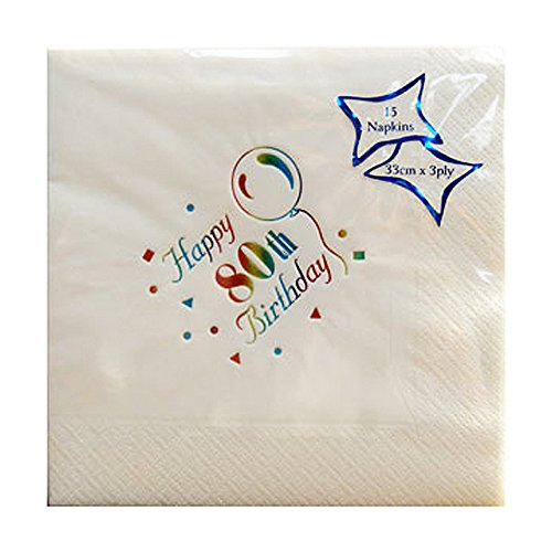 80/80° compleanno, confezione da 15 tovaglioli di
