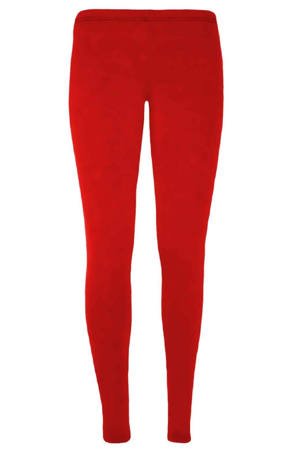 Kids Plain Leggings in Red 5-6 Years