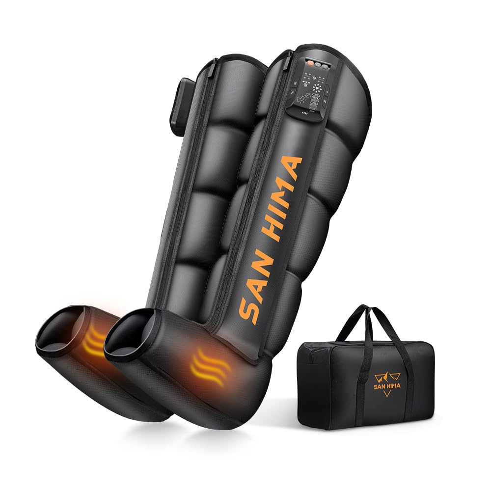Photo 1 of SAN HIMA Cordless Air Compression Leg Massager with Heat - Sequential Full Leg Compression Boots for Circulation & Pain Relief | 6 Modes 8 Intensity Recovery Boots for Athletes - Feet, Calves & Thighs