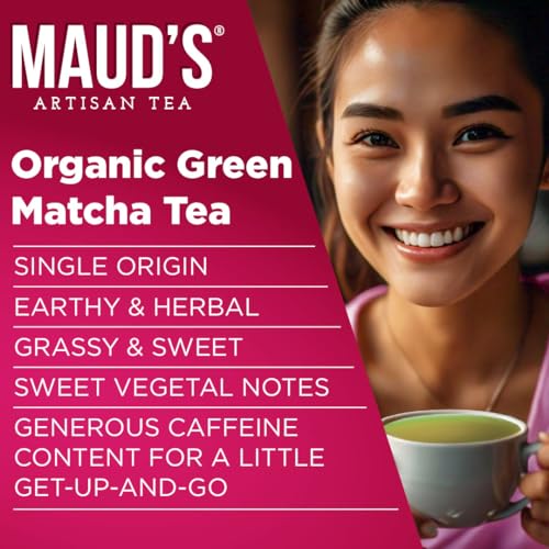 Image of Maud's Organic Matcha Green Tea Pods, 80ct | Gourmet Blended Green Tea Leaves in Single Serve Tea Pods - Compatible with Keurig Coffee Makers