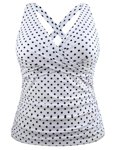 Hilor Women's Underwire Tankini Top Plus Size Swimsuits Tummy Control Bathing Suit Tops V Neck Swim Top No Bottom 2025