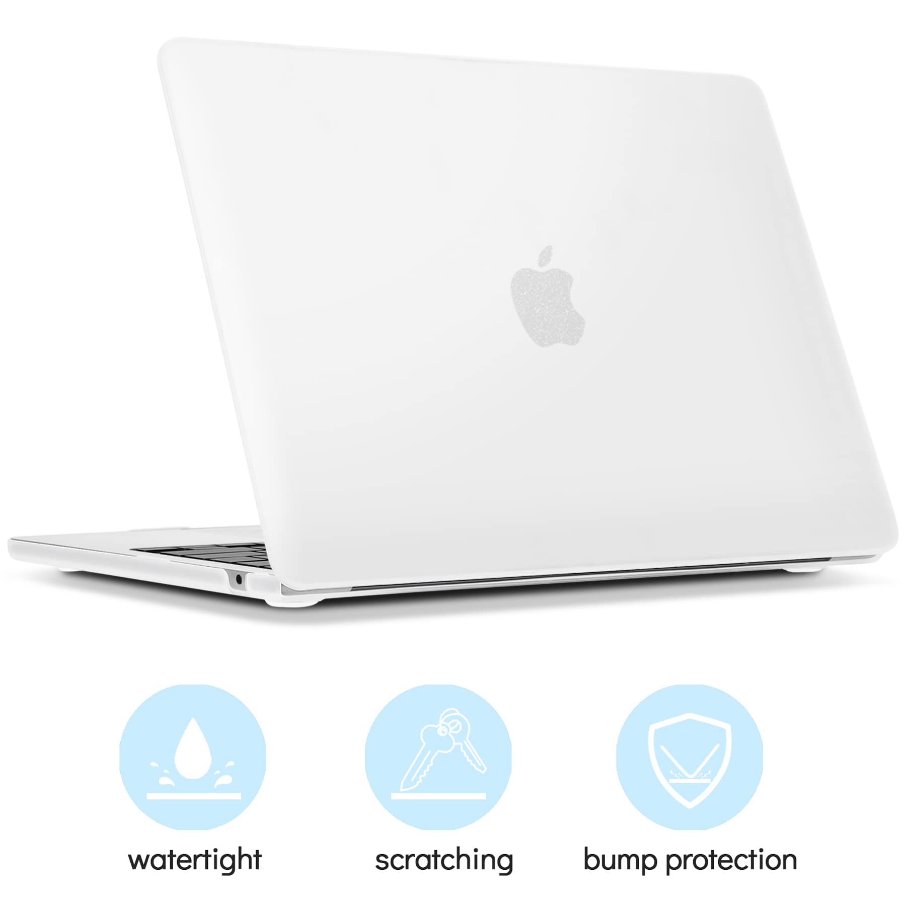 TECOOL Cover compatibile con MacBook Air M4 M3 M2 13,6 Pollici 2022 2024 2025 (A3240 A3113 A2681), Custodia Rigida Protettiva Sottile in Plastica e Copritastiera UE, Traslucido