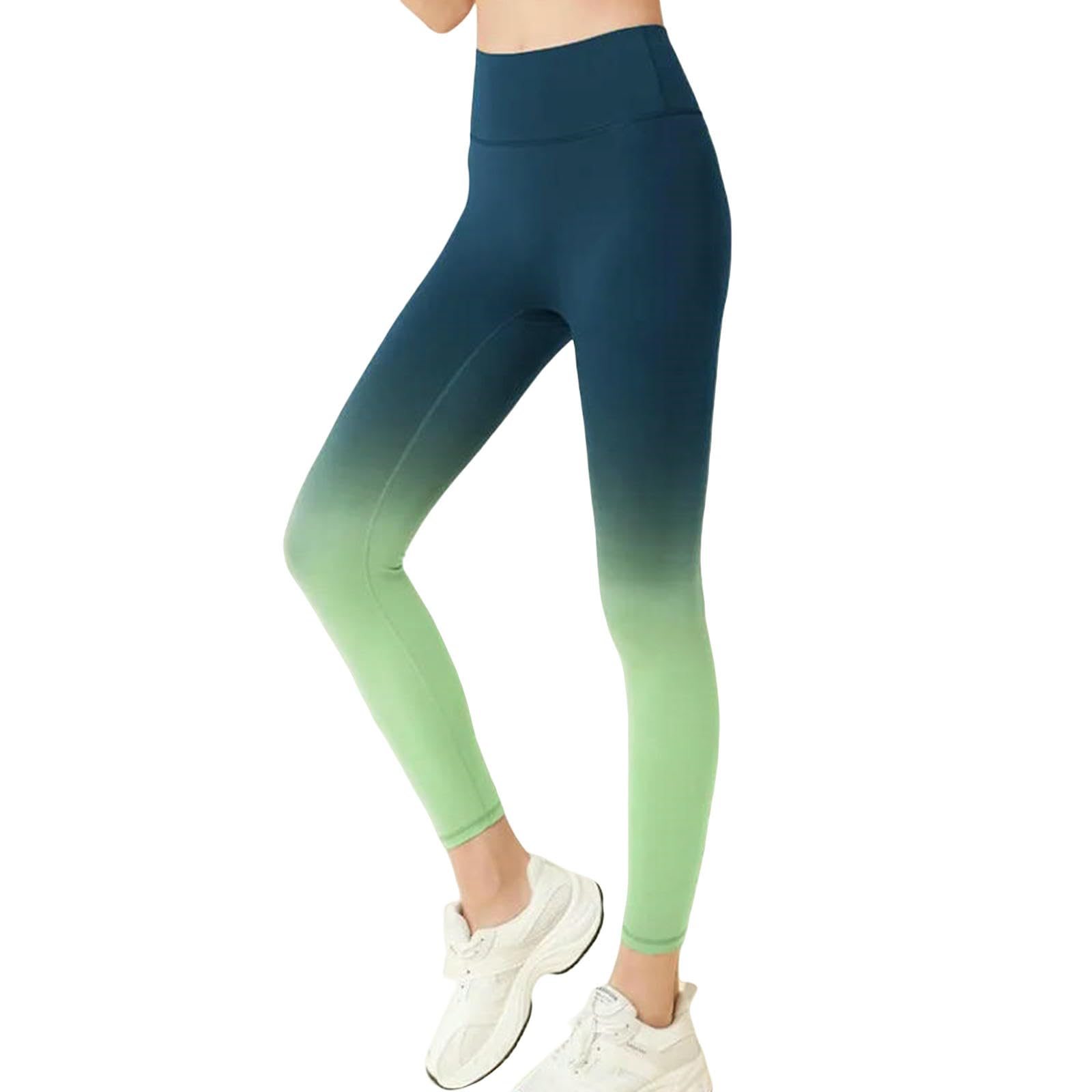 Spodnie do biegania damskie wzór – gradientowy kolor kobiety trening fitness jogging legginsy do biegania legginsy do studia fitness rajstopy stretch odzież sportowa joga spodnie zielone-s