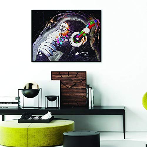 Decords Thinking Monkey Headphone Art Poster Art Poster - Banksy on Wall Street Graffiti Print - Imprimé Cheeky Cool Music Pop Nursery DJ Décor Papier-Cadeau