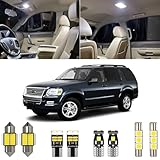 Xpismii 12 Piece 6000K White Explorer Interior LED Lights Kit Package Replacement for Ford Explorer 2002 2003 2004 2005 2006 2007 2008 2009 2010, with Placement Diagram and Install Tool
