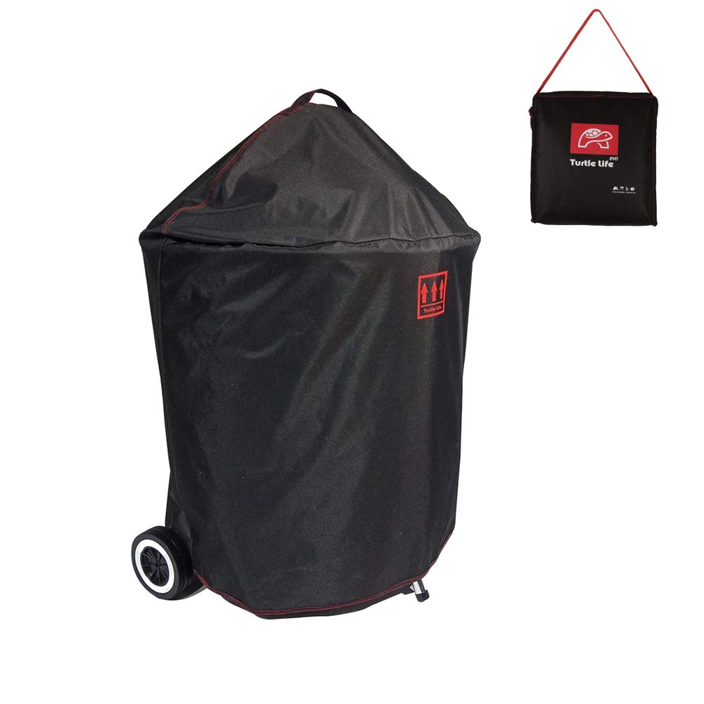 Round BBQ Grill Cover, 26inch Heavy Duty Durable Waterproof Rip Resistant UV Resistant Charcoal Kettle Grill Cover, Dia33 x38 H, Black