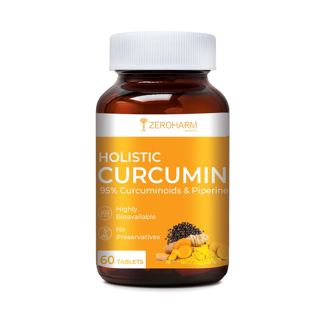 ZEROHARM Supplement- 600mg (60 Veg Tablets) with 95% Curcuminoids - Higher Absorption- Antioxidant & Anti-inflammatory Supplement - For Skin, Joint Support, Boosts Immune System-image-42