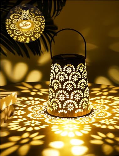 Linterna Solar Exterior Jardín,Farolillos Solares Exterior,Farol Solar Exterior Jardin Impermeables para Patio Terraza Césped Camping, Blanco Cálido