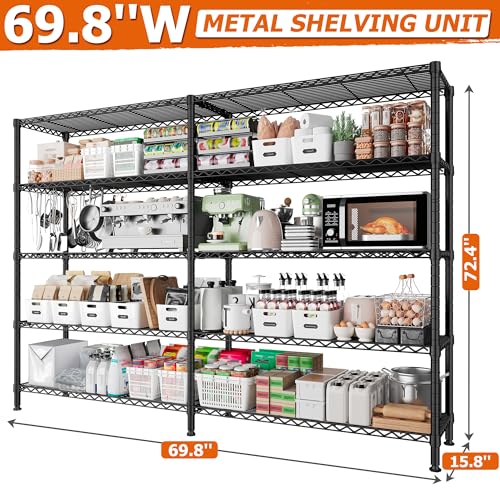 Reibii698wstorageshelves1600lbswireshelvingunit5tiermetalshelvingforstoragerackshelvesadjustableheavydutygarageshelfpantryshelveskitchenshelving698wx158dx724hblack  Urban Country Home Decor Reibii 698 w storage shelves 1600lbs wire shelving unit 5 tier metal shelving for storage rack shelves adjustable heavy duty garage shelf pantry shelves kitchen shelving 698wx158dx724hblack  urban country home decor