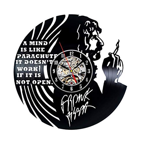 Kovides Vintage Vinyl Record Clock Frank Zappa Music Art Frank Zappa Minimalist Clock Birthday Gift for Fan Idea Decorations for Party A Mind is Like A Parachute