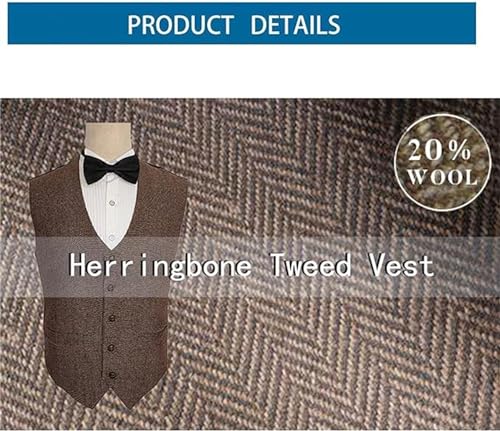 Men's Wool Herringbone Groom Vests Formal Groom's Wear Suit Tweed Vest Skinny Wedding Dress Waistcoat4