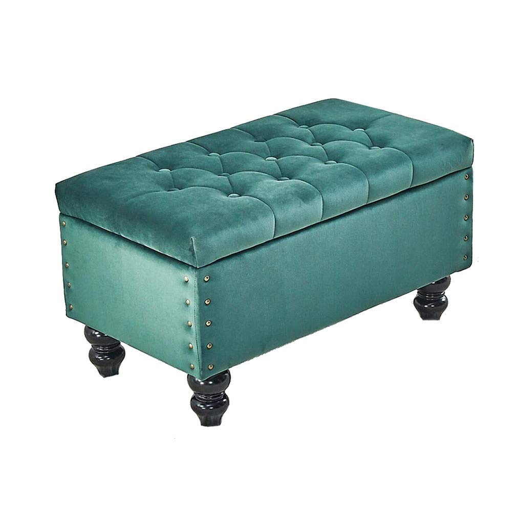 Repose-pieds de rangement rembourré capitonné 60cm bout de lit bois