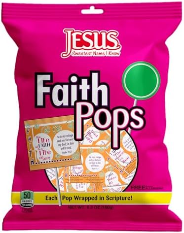 Scripture Candy, Faith Pops Individually Wrapped Lollipop Bag 6.3 Ounce, 20 Pieces