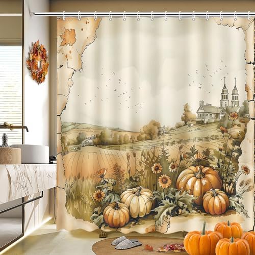 MEHOFOND Fall Shower Curtain for Bathroom Thanksgiving