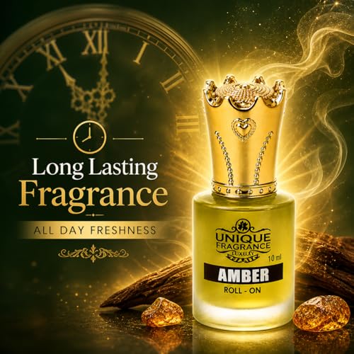 Image of Unique Amber Attar Roll On 8ml | Premium Mysore Amber Perfume Oil | Long Lasting Alcohol-Free Fragrance | Unisex Roll-On Ittar for Men & Women