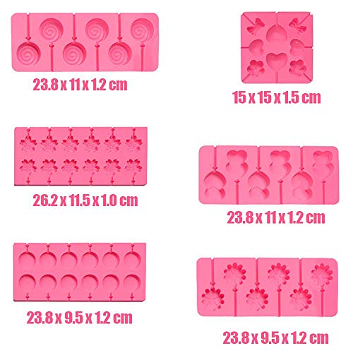 6 Pieces Jumbo Silicone Lollipop Molds, Chocolate Hard Candy Mold with 80 Sucker Sticks for Baking,Random Color - Thumbnail 7