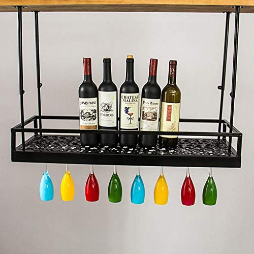 Porte-bouteille de vin vintage et support de plafond pour verres