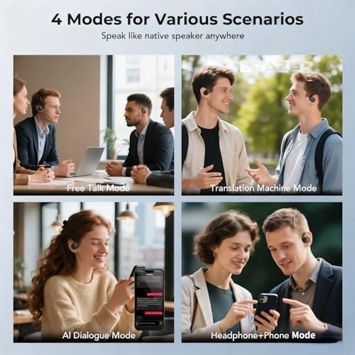 Image of ERAZER X8 Translator Earbuds Real-time AI Language Translation Earbuds for 165 Languages, Two-Way Translation Device for iOS and Android, Travel, Business, and Learning Purple