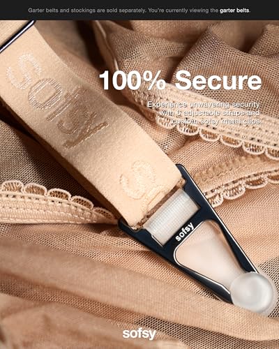 Image of sofsy Premium High-Waist Mesh Garter Belt | 6-Strap Suspender Lingerie for Women's Thigh High Stockings with Metal Clips