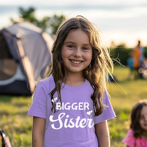 Image of Biggest /Bigger /Big Sister Shirt for Toddler Girls Cotton Short Sleeve Tshirts Announcement Outfits 2-10 Years