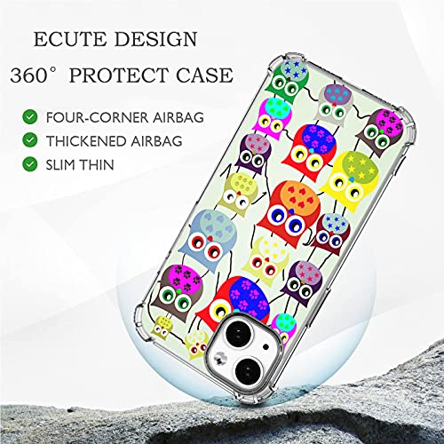 Ecute Clear Slim Protection [Air Armor Designed] Case Cover Compatible With Iphone 14 2022/Iphone 13 2021 6.1" - Cute Owls #TOP2