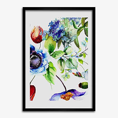 Affiche fleurs sauvages 50x70 cm avec cadre pour habiller un mur vide