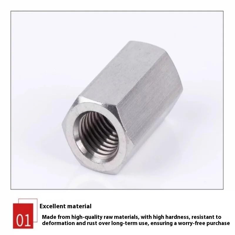 Tuercas de conexión redondas, Tuerca hexagonal larga M8 de acero inoxidable 304, x 13 (9-60) mm, paquete 2 o 5(M8x13x55-2PCS)