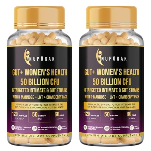 Image of Women's Probiotic 50 Billion CFU | Vaginal, Urinary Microbiome & Gut Health Support | 6 Strains Probiotic for Women with D-Mannose + Cranberry + LNT Prebiotic | 240 Capsules (120-Days)