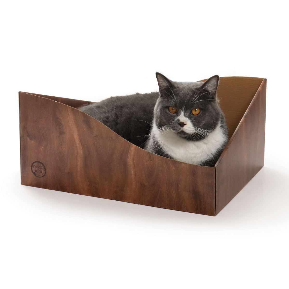 Necoichi Hideaway Cat Scratcher Box — Extra Large | Horizontal Scratch Pad + Lounger + Hideaway for Indoor Cats | 100% Recycled Cardboard,