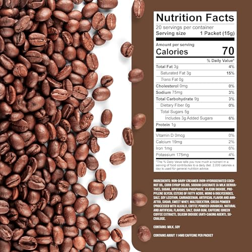 Image of The Frozen Bean Mocha Frappe & Latte Instant Mix (20 Sticks), Made with Arabica Coffee, Double Shot Caffeine, Low Sugar & Premium Ingredients, Hot, Iced, or Blended Drinks