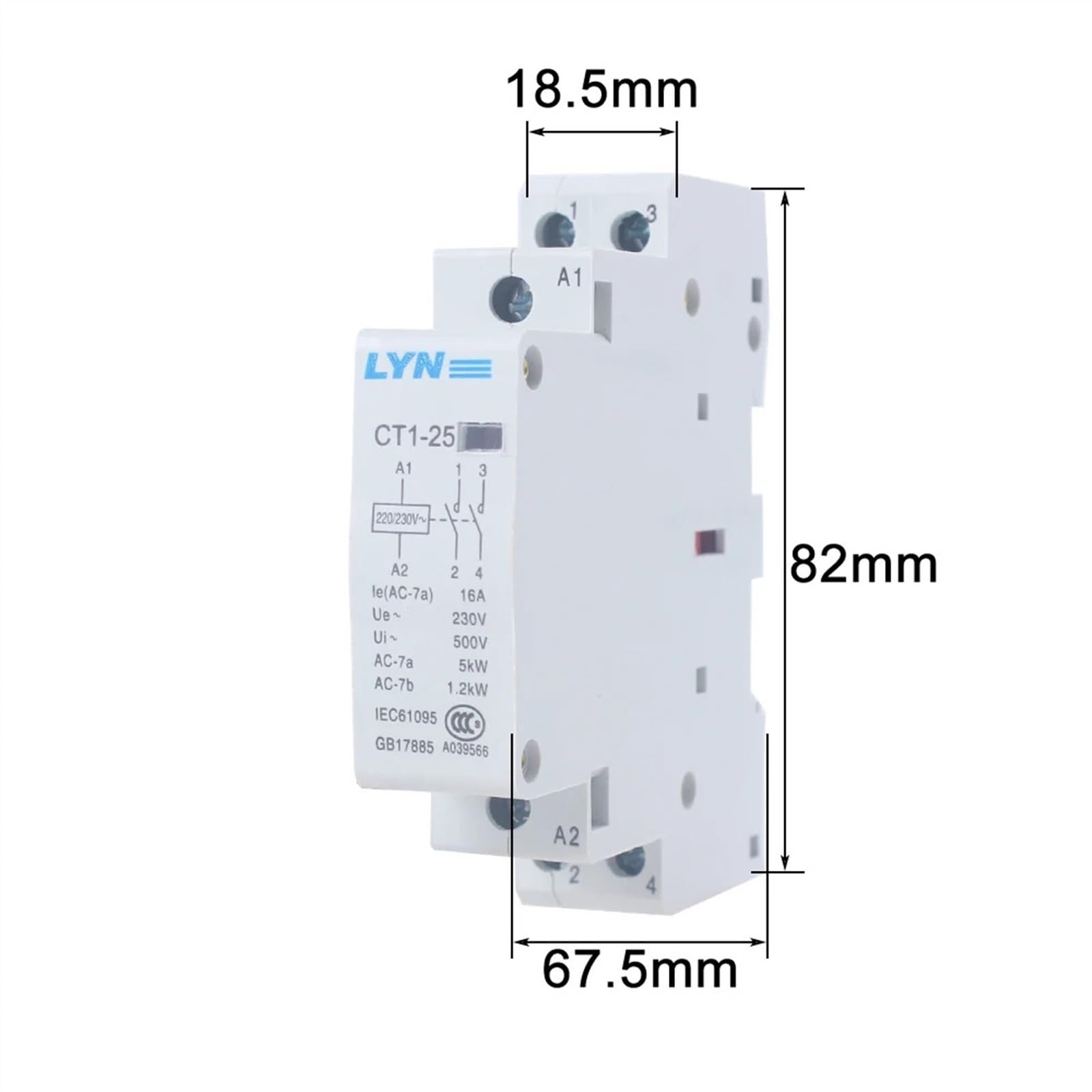 CT1-25 2P 16 A 20 A 25 A 220 V/230 V 50/60 Hz Szyna DIN gospodarstwo domowe AC Modułowa ochrona 2NO 1NO1NC 2NC Kontakt (2no-16A)